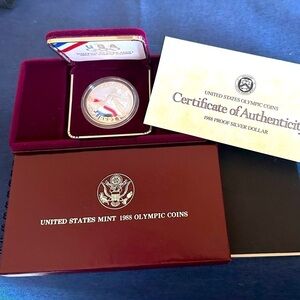 1988-S U.S. Silver Olympic Dollar Coin w/ COA | 90% Silver | San Francisco Mint